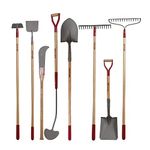 KYLIN Landscaping Shovel Rake Tools Set Heavy Duty Yard Digging Shovels Garden Hoe Long Ash Handle Forged Scraper Bush Hook for Professional-Grade 8 Pieces Lawn Tools