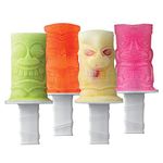 Tovolo Tiki Ice Pop Molds, Flexible Silicone, Dishwasher Safe, Set of 4 Popsicle Makers with Sticks