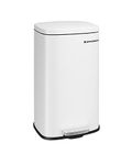 SONGMICS Kitchen Bin 30L, Pedal Bin, Rubbish Bin with Soft-Close Lid and Inner Bucket, Steel, White LTB03WT