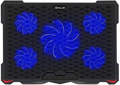 Base de Refrigeración para Ordenador Portátil de 17.3'', 5 LED Ventiladores Silenciosos y 1500RPM, 2 USB Puertos, Altura Ajustable, Refrigeración Ajustable (17.3")