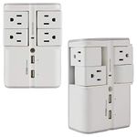 ECHOGEAR USB Wall Charger Surge Protector with 4 Pivoting AC Outlets & 2 USB Ports – Packs 1080 Joules of Surge Protection & Installs On Existing Outlets to Protect Gear (2 Pack)