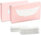 Zodaca Pastel Pink Sun Visor Tissue Holder, 12 Bags of Refill Tissues, 24 Sheets Each (2 Pack)