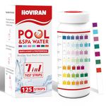 7-Way Pool Test Strips, 125 Hot Tub Test Strips-Accurate Spa Water Testing Kit for Chlorine, Bromine, pH, Hardness, Alkalinity and More