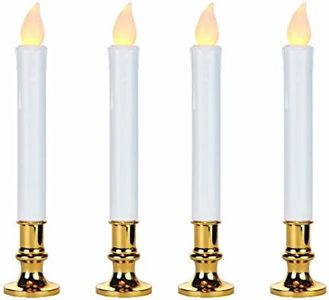 Lily's Home Battery Operated Flameless LED Taper Candles with Timer, Scent and Smoke Free, Safe for Use Around Kids and Pets, Ideal for Holiday Decorations, White (9" Tall, Set of 4)