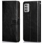 WOW IMAGINE Shock Proof Flip Cover Back Case Cover for Nokia G42 5G (Flexible | Leather Finish | Card Pockets Wallet & Stand | Black)