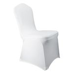 WELMATCH White Stretch Spandex Chair Covers - 12 pcs Wedding Party Dining Scuba Elastic Chair Covers (White, 12)