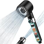 MEKO Hard Water Filter Shower Head with 15 Stage Filter, 3+1 Spray Jet Modes High Pressure Shower Head and 1.5m Hose, Handheld Massage Shower Filter for Residual Chlorine Remove Black