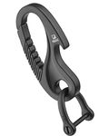 TISUR Titanium Keychain Carabiner Clip, Key Fob Holder, Quick Release D Ring Keychain Heavy Duty Bottle Opener Keychain Car Key Chain for Men (Black)