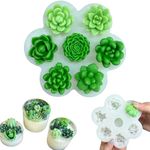 7 Pcs Succulent Fondant Molds 3D Succulent Candy Mold Succulent Plants Resin Molds Grow Plant Cupcake Cookie Baking Decorating Moulds for Summer Birthday Party DIY Candy