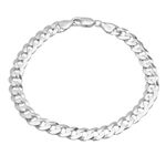 Treasure Bay Mens Solid 925 Sterling Silver Chain Bracelet - 7mm Width length 18.5cm, 19.5cm, 21cm, 22cm and 23cm (18.5)