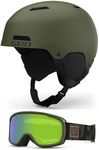 Giro Ledge Combo Pack Ski Helmet - Snowboarding Helmet with Matching Goggles Matte Trail Green/Trail Green Cloud Dust M (55.5-59cm)