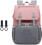 Diaper Bag Backpack, Mastery Baby Maternity Nappy Changing Bags Multifunction Waterproof Travel Back Pack with Stroller Straps, Unisex and Stylish (Pink & Grey)