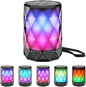 LFS Portable Bluetooth Speaker with Lights, Night Light LED Wireless Waterproof Speaker, Multicolor LED Auto-Changing, Micro SD Card TWS Wireless Stereo Pairing, for Outdoor, Travel, Home