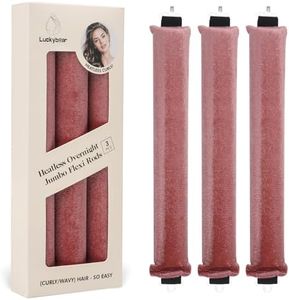 Luckybear Heatless Hair Curlers, 3pcs Satin Jumbo Flexi Rods for All Hair Types, Overnight Sleeping Curls Styling Tools, Dark Pink