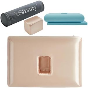 USlixury Piercing Pillow - Ear Piercing Pillow with Foam Plug, 18x12 Large Donut Plilow with 4.7x3.2 Off Center Ear Hole, Adjustable Peircing Plilow for Side Sleeper, CertiPUR-US Memory Foam,Champagne