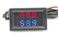 KNACRO 2 NTC Waterproof Probes -58℉ to 257℉ Blue + Red LED Digital high Temperature Precision Thermometer Industrial Thermometer Fahrenheit Dual Display DC 5-80V 12V 24V 36V 48V 60V 72V CAR