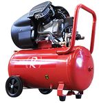 Air Compressor 50L Litre Electric V Twin 3HP Portable 2.2kw 116psi 8bar 11.8CFM Workshop Garage 230v 3 Pin 13amp UK Plug Red Low Noise 39kg