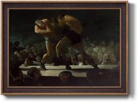 Renditions Gallery Canvas Wall Art Bronze & Gold Framed Home Decorations Boxing Club at Night by George Bellows Abstract Art Wall Hanging Prints for Bedroom Dining Living Room Office Home Kitchen Wall Decor - 18"X27"