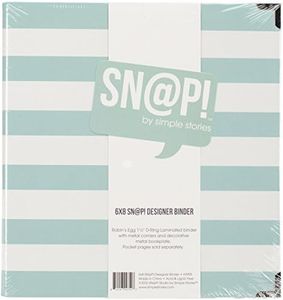 Simple Stories Snatp! Robins Egg Striped Designer Binder, 6" x 8",Blue