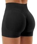 YEOREO Women Workout Gym Impact Shorts Hidden Scrunch Butt Lifting 3.6"/4.5"/6" Seamless Shorts, Black, Small