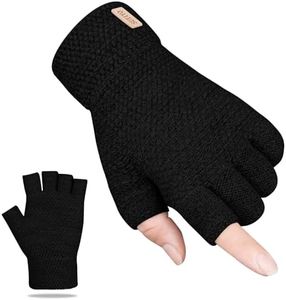 SUTIYO Fingerless Gloves Winter Gloves for Men and Women Warm Half Finger Gloves Knitted Soft Lining for Driving Writing (Black)