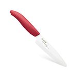 Kyocera Advanced Ceramic Revolution Series 3.0-inch Utility Knife, Red Handle, White Blade