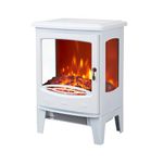 Neo 900W / 1800W Freestanding Glass Window Electric Fire Stove Heater Burner Flame Effect (White)