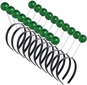 jiebor 10Pcs Green Alien Headband Martian Antennas Headband Space Costume Accessories Glitter Ball Head Boppers for Halloween Party Women