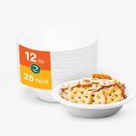 ECO SOUL [350 ml, 25 Pack Disposable Bagasse Bowls | Eco-friendly, Biodegradable, Sugarcane Paper Bowls | for Serving Snacks & Dinner | Birthday, Wedding & Party | Round, White