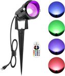 ZUCKEO Christmas Spotlights Outdoor LED Spot Lights for Yard, 10W RGB Color Changing Landscape Lights 120V Waterproof Spotlight with Plug & Remote for House Garden Path Tree Decoration(1Pack)