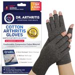 Doctor Developed Arthritis Gloves for Women & Men/Compression Gloves for Arthritis for Women & Men/Fingerless Gloves/Arthritis Pain Relief for Hands, With Doctor Handbook (Grey, L)