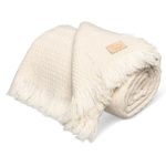 Ritzy Adara Ethnic Motif Heavyweight 100% Wool Blanket - Creamy White, 80 x 80 Inches