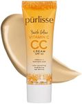 pūrlisse Youth Glow Vitamin C CC Cream SPF 50 - Radiant Finish Tinted Moisturizer - Korean Skin Care Formula with Hyaluronic Acid & Vitamin C to Hydrate, Brighten & Even Skin - Light Medium (1.4 oz)