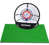 Golf Chipping Net and Mat Foldable for Men Women Swing Trainer Backyard Home Garden Outdoor Indoor (White)