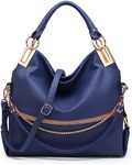 Dasein Purses for Women Vegan Leather Handbags Rhinestones Hobo Bags Tote Purse Shoulder Bag Ladies Handbag (Navy Blue)