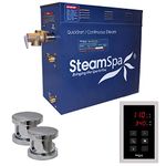 Steamspa Sentry Series 12KW Quickstart Steam Bath Generator Package in Polished Chrome | Luxury Sauna Home Bath Steam Generator for Shower With Touch Screen Steamhead | SNT1200CH-A