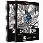 Zenacolor - Sketchbook 9"x12" with 200 Sheets, Spiral Bound and Hardback Cover - Pack of 2 Sketch Book - White Acid-Free Drawing Book Paper