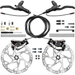 DYISLAND E-Bike Hydraulic Disc Brake Set 4-Pistons/2-Pistons, 2-PIN/3-PIN Pre-Bled with Mineral Oil Brakes Kit，Front and Rear Set，with 180mm 2.3mm Thick Rotors (Black /2-PIN/2-Pistons)