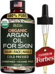 Ella & Eden Organic Moroccan Argan Oil - 100% Pure Cold-Pressed USDA Certified Unrefined – for Hair, Face & Skin – 4 Fl Oz Glass Bottle