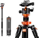 K&F Concept 68 inch /175cm Camera Tripods,Compact Travel Tripod with Monopod,10kg/22lbs Load Capacity 360° Panorama Ball Head Compatible with DSLR Cameras K255A4+BH-28L (TM2515M1)