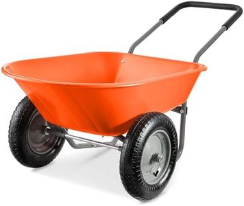 Best Choice Products Dual-Wheel Home Utility Yard Wheelbarrow Garden Cart w/Built-in Stand for Lawn, Gardening, Construction - Orange