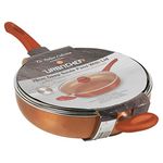 URBN-CHEF 28cm Deep Saute Pan Lidded Non Stick Ceramic Coated Induction Pot Cooking Frying (Copper)