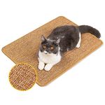 Conlun Cat Scratcher Mat,Natural Sisal Cat Scratch Pad with Sticky Hook&Loop Tapes,Horizontal Floor Cat Scratching Pads Rug for Indoor Cats,Cat Furniture Protector for Couch&Carpets&Sofas(M,40X60 cm)