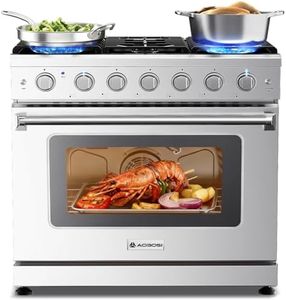 AAOBOSI Upgrade 36 Inch Front Control Gas Range Oven with 6 Cooktop Burners, 6 Cu. Ft 18000 BTU Convection and Self Clean, Freestanding Heavy Duty Gas Range Stove with Halogen Light,Large Capacity