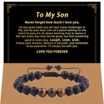 Gift for Men Natural Stone Bracelet for Men Son Grandson，Inspirational Gifts Graduation Birthday Gifts for Teen Boys (Son)