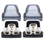 Recoil PBT-D08 2 Pack Premium Solid Brass Positive Negative Battery Terminals Clamps with Two 0/2/4 Gauge Outputs and Two 8 Gauge Outputs