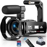 5K 64MP Video Camera Camcorder YouTube Vlogging Camera IR Night Vision 18X Zoom WiFi Digital Camera with Touch Screen, SD Card, Lens Hood, Stabilizer, Microphone, 2.4G Remote,2 Batteries