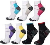 7 Pairs Compression Socks for Women & Men Plantar Fasciitis Relief Foot Pain, Arch Support- Upgraded Sport Compression socks Best for Athletic Running Medical Pregnant (L-XL, 7 colors)