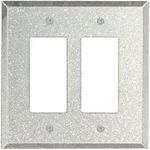 Silver Glass Mirror SWITCH HITS Double Outlet Cover Plate | 2 GFI Rocker | 5.25" x 5.25" | Professional Quality Glass Mirror Wall Plate Covers For All Configurations