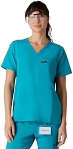 Members Only Women's Siena Scrub Top with 5 Pocket | Hospital Uniform|Nursing Scrubs| Pull On Closure Shirt (Teal, XL)